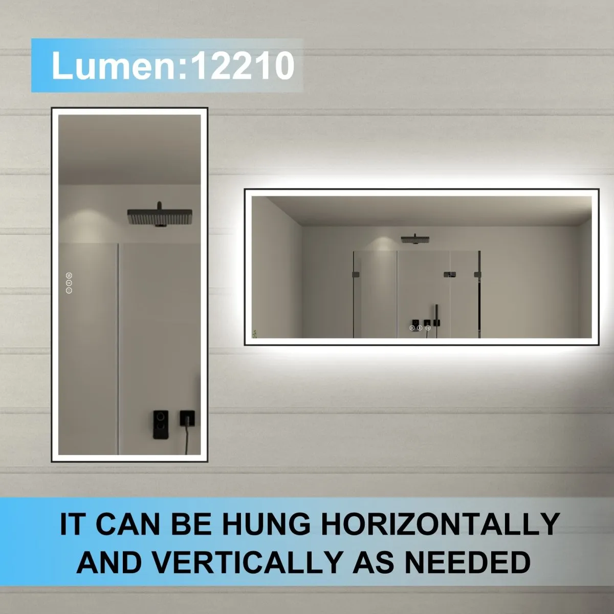 Apex-Noir 72"x32" Framed LED Lighted Bathroom Mirror