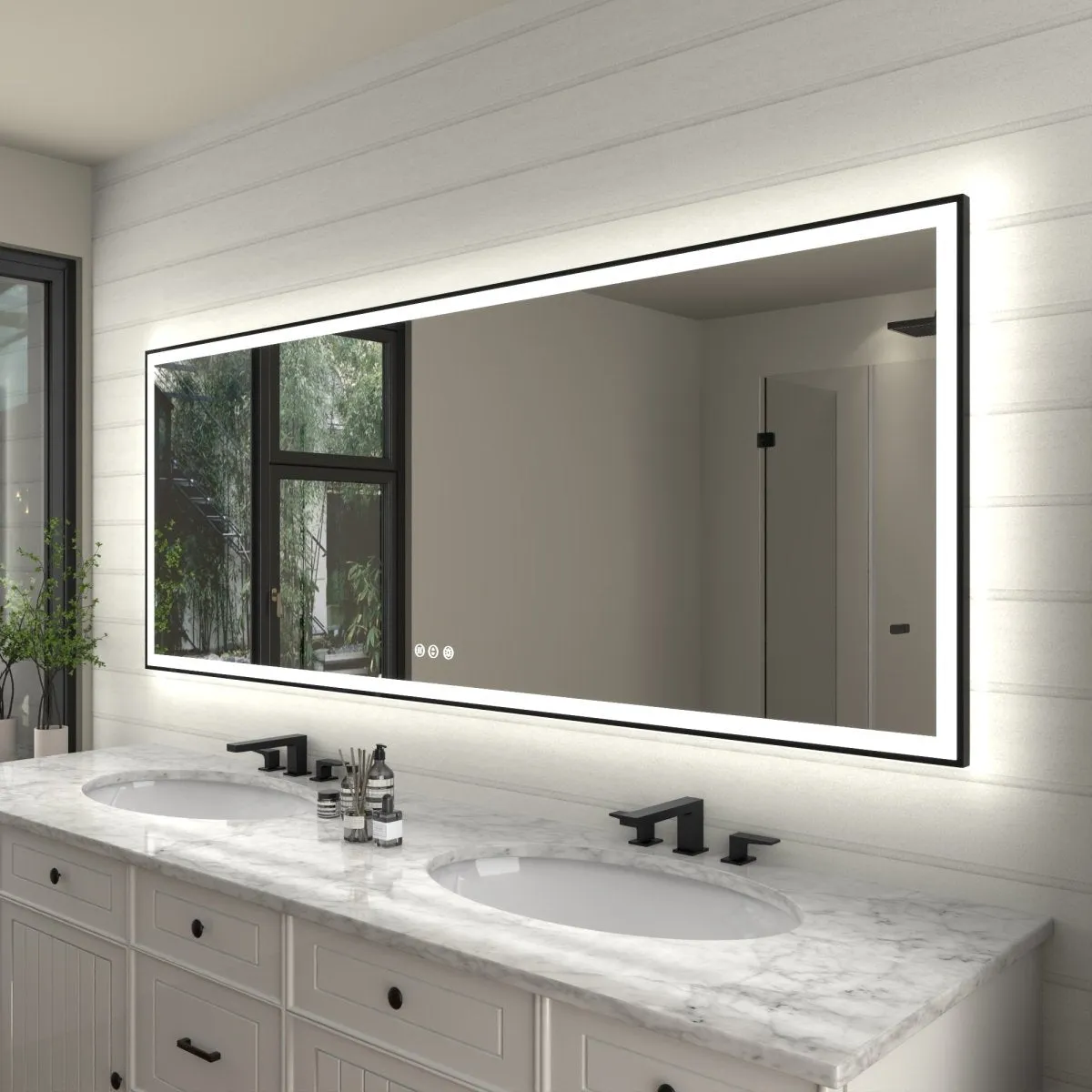 Apex-Noir 84"x32" Framed LED Lighted Bathroom Mirror