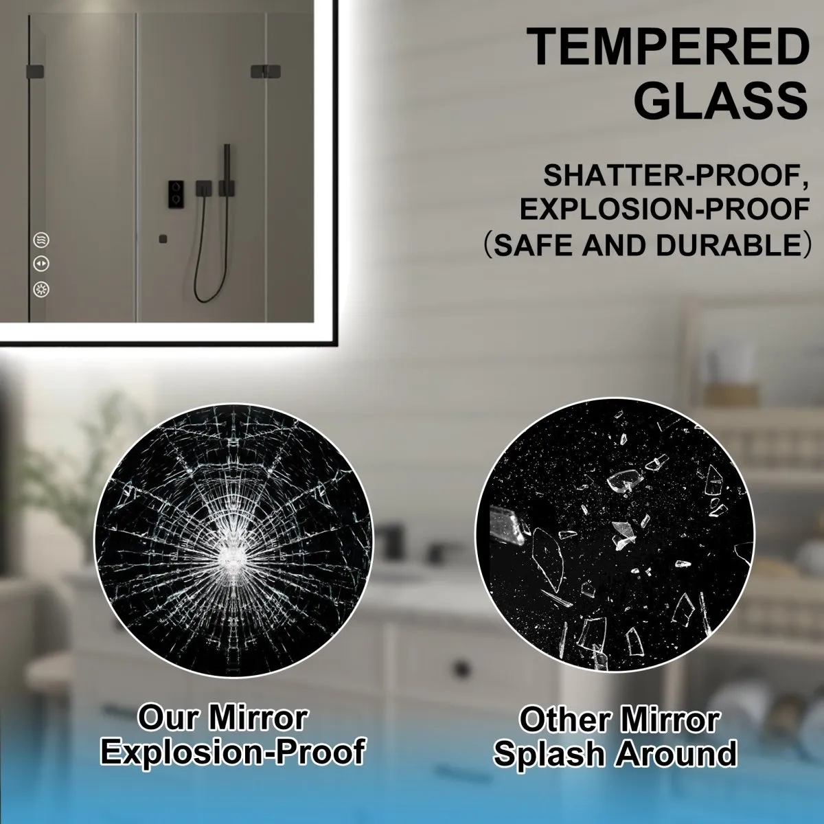 Apex-Noir 88"x38" Framed LED Lighted Bathroom Mirror