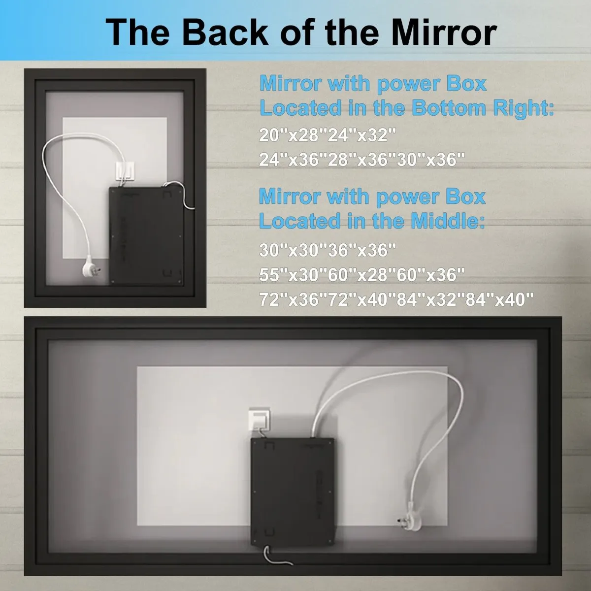 Apex-Noir 88"x38" Framed LED Lighted Bathroom Mirror