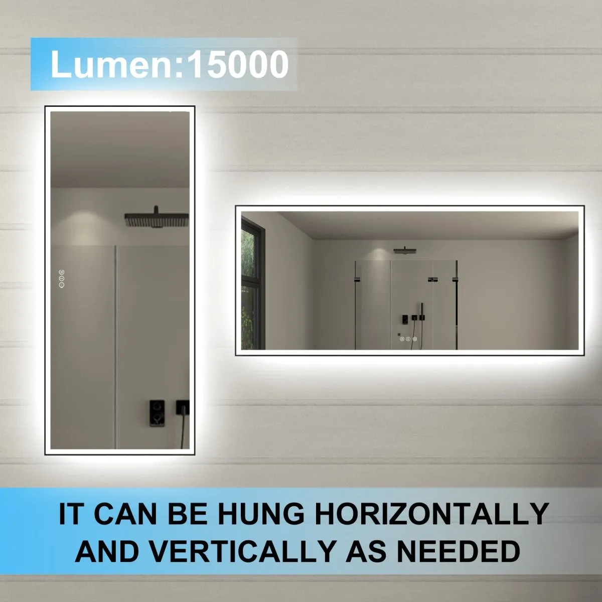 Apex-Noir 88"x38" Framed LED Lighted Bathroom Mirror