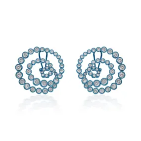 Aqua Blue Statement Swirl Hoop Earrings
