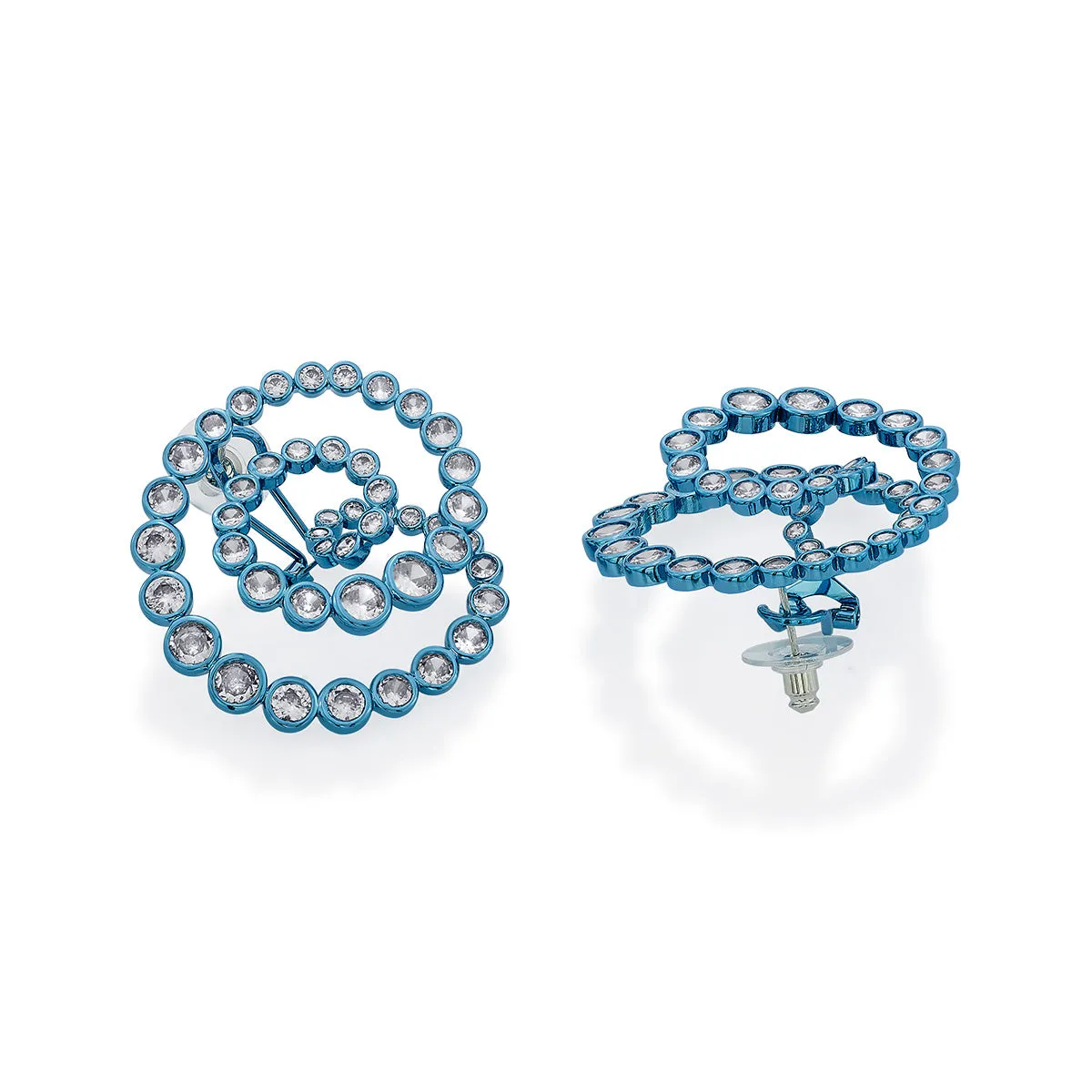 Aqua Blue Statement Swirl Hoop Earrings