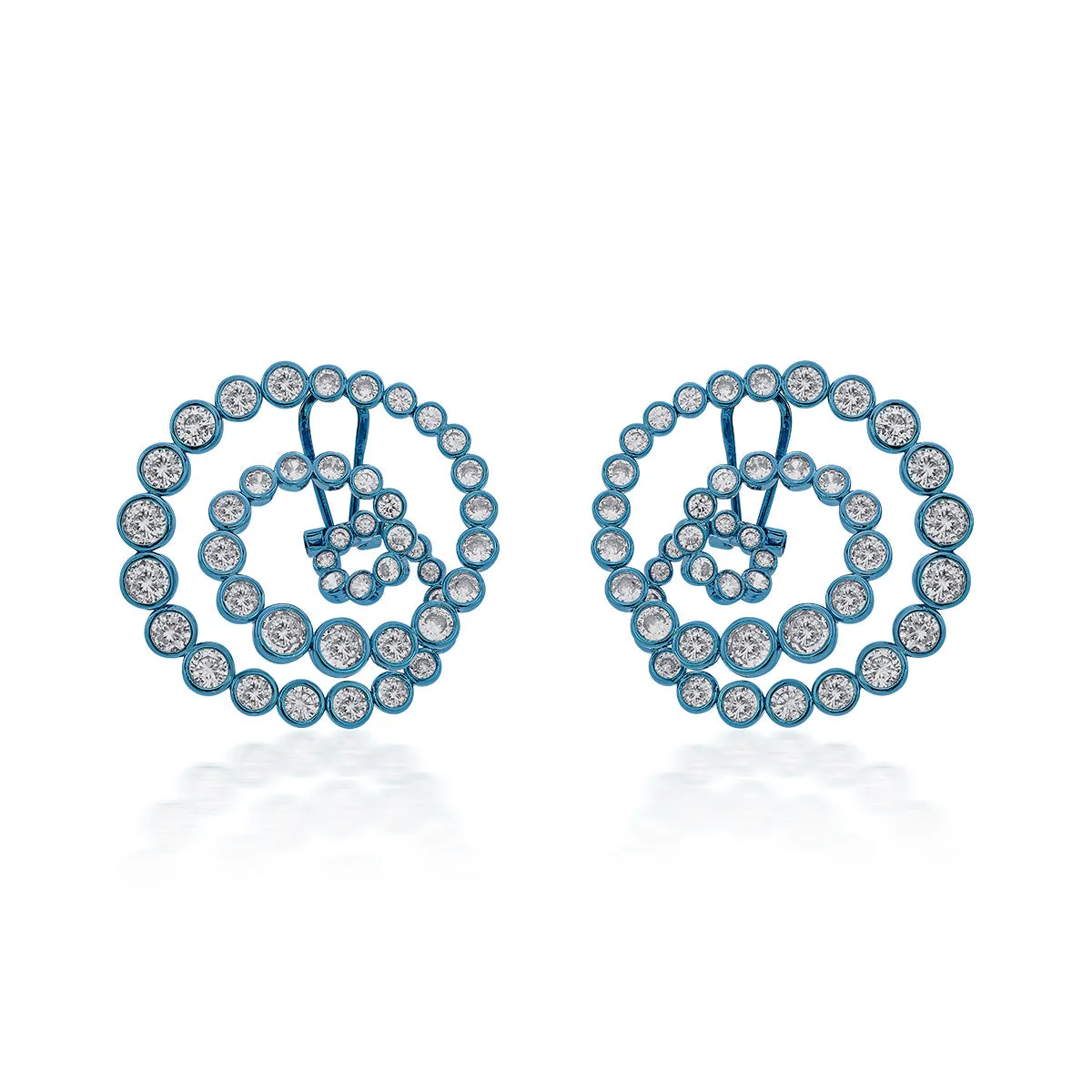 Aqua Blue Statement Swirl Hoop Earrings