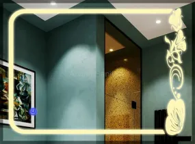 ARANAUT Rectangular Shaped Mirror, LED illuminated Vanity Mirror with Touch Sensor, Wall Mounted Mirror for Bathroom, bedroom & makeup room (Size: 12x18 inches, Yellow Light (862))