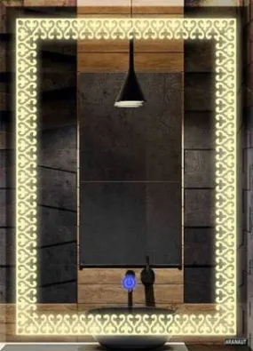 ARANAUT Rectangular Shaped Mirror, LED illuminated Vanity Mirror with Touch Sensor, Wall Mounted Mirror for Bathroom, bedroom & makeup room (Size: 15x18 inches,Framed, Yellow Led Light (818))