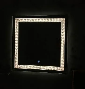 ARANAUT Rectangular Shaped Mirror, LED Illuminated Vanity Mirror with Touch Sensor, Wall Mounted Mirror for Bathroom, Bedroom & Makeup Room (Size: 24x24 inches, White and Yellow Light)