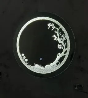 ARANAUT Round Shaped Mirror with Chura Diamond Design, LED Illuminated Vanity Mirror with Touch Sensor, Wall Mounted Mirror for Bathroom, Bedroom & Makeup Room (Size: 24x24 inches).