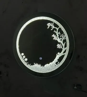 ARANAUT Round Shaped Mirror with Chura Diamond Design, LED Illuminated Vanity Mirror with Touch Sensor, Wall Mounted Mirror for Bathroom, Bedroom & Makeup Room (Size: 24x24 inches).