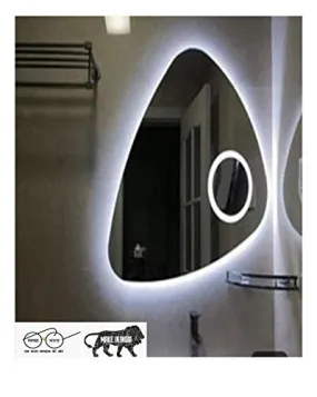 ARANAUT Triangle Shaped Mirror, LED illuminated Vanity Mirror with Touch Sensor, Wall Mounted Mirror for Bathroom, bedroom & makeup room (Size: 18x24 inches, Framed, White light)