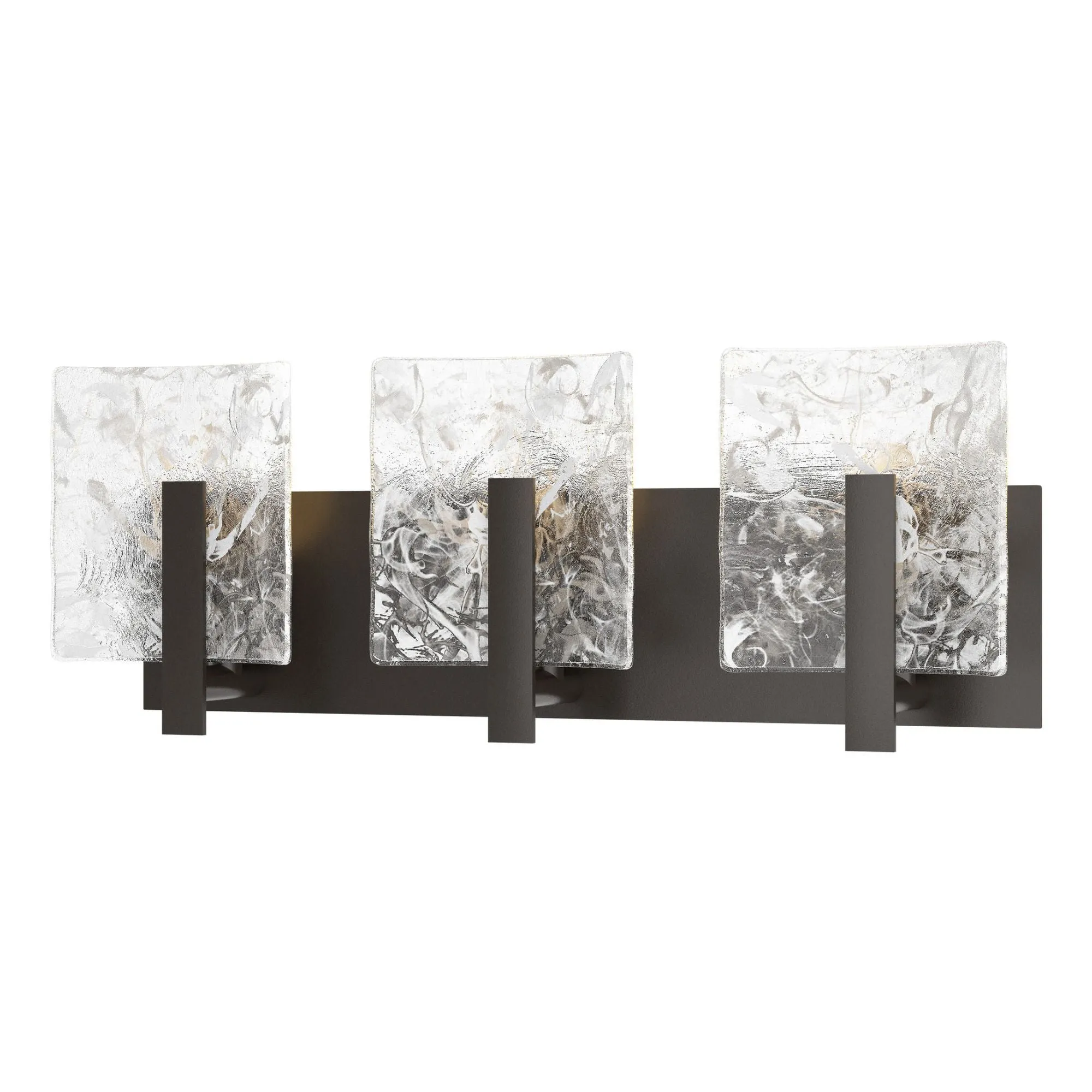 Arc 3-Light Bath Sconce 3-Light White Swirl Glass (YR) in Oil Rubbed Bronze