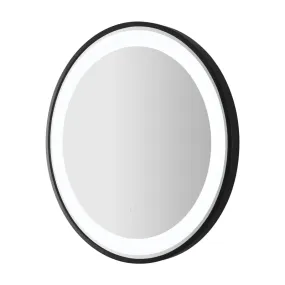 ARTESSA Vanity Essentials Round LED Mirror for Bathroom with Metal Frame, 3-Colour LED, Antifog (80 x 80 CM) (Black)