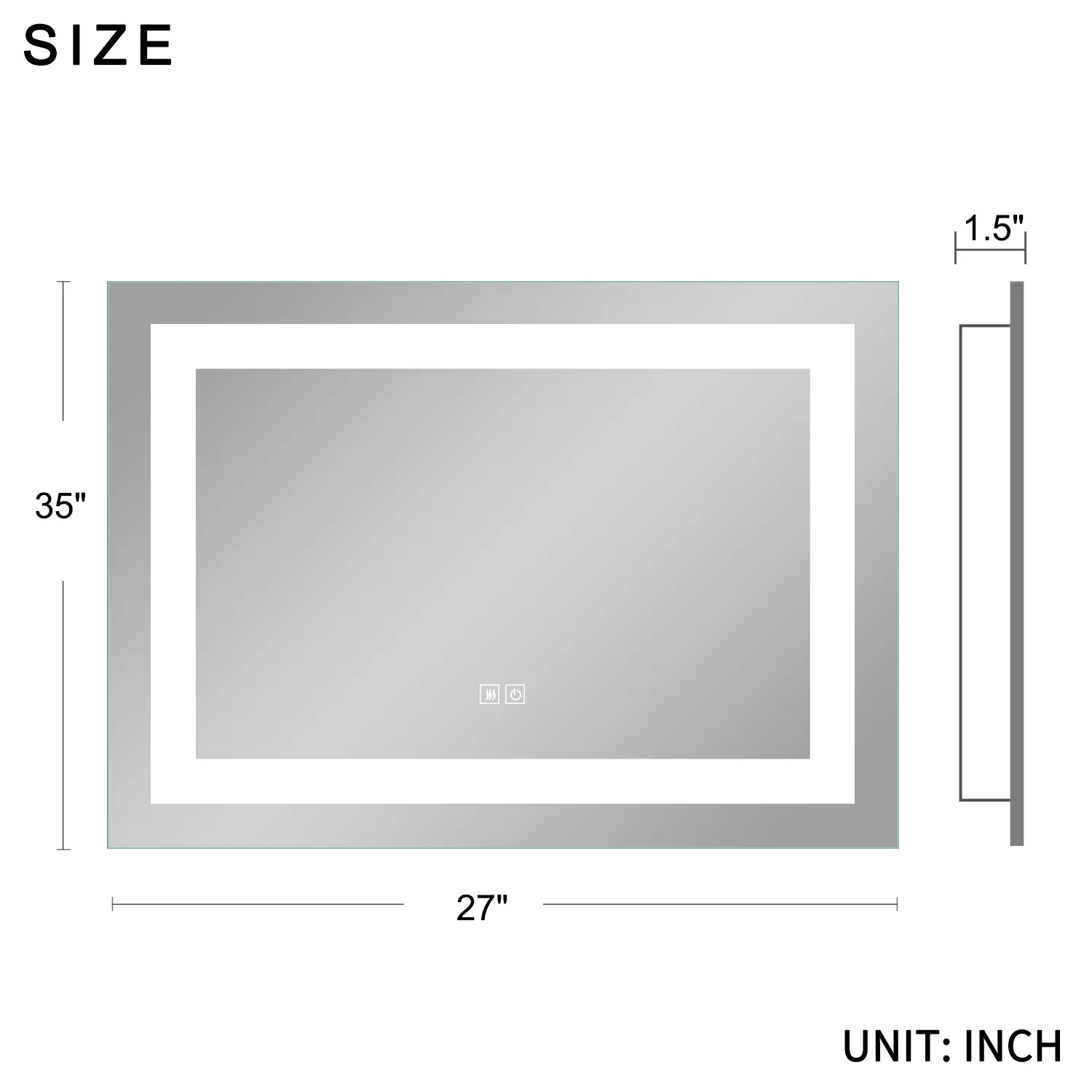 Backlit LED Illuminated Bathroom Anti-Fog Wall Mounted Mirror With Light And Dimmer