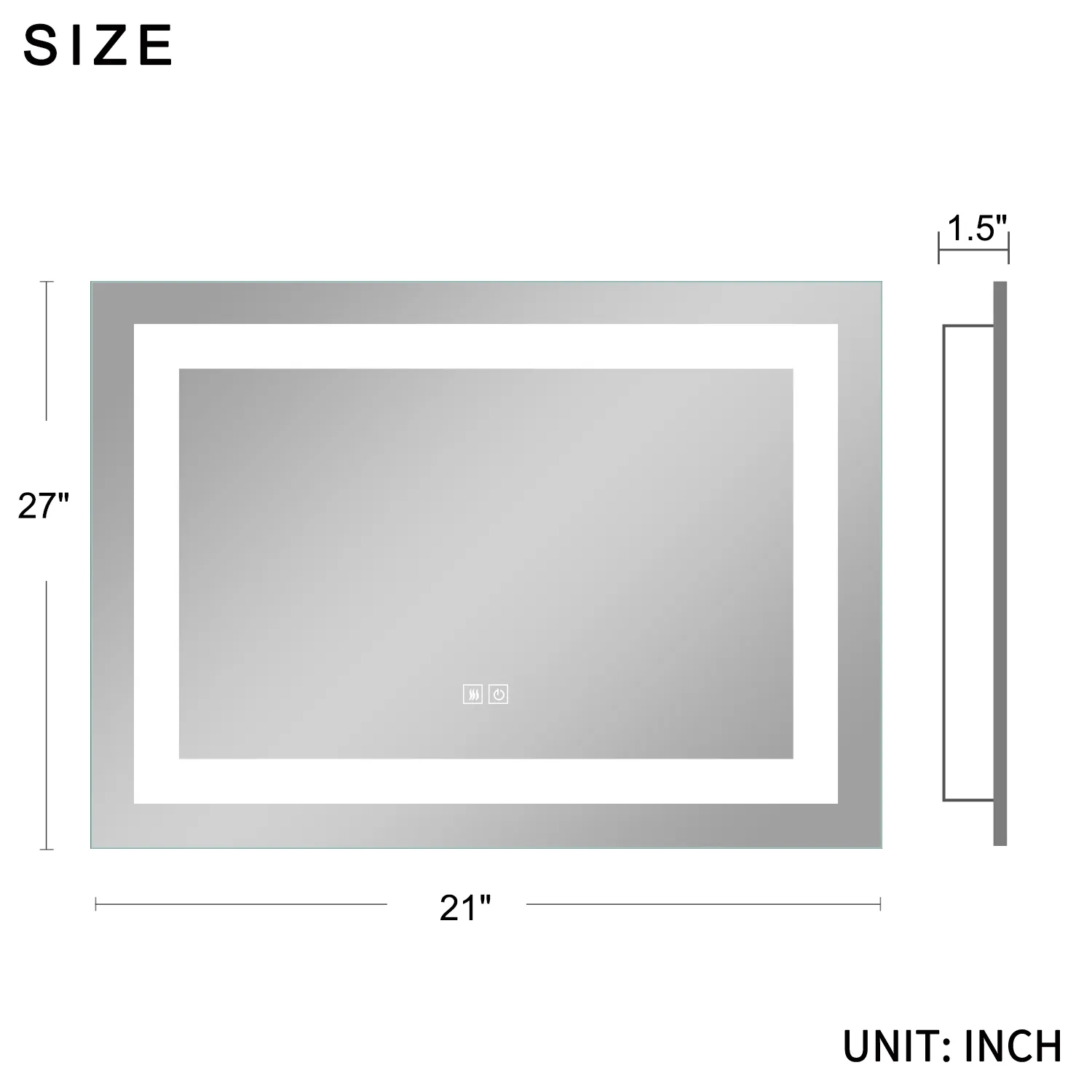 Backlit LED Illuminated Bathroom Anti-Fog Wall Mounted Mirror With Light And Dimmer
