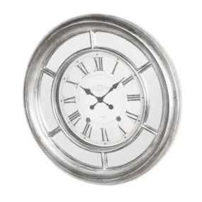 Bella Mirrored Clock 65cm  Antique Silver