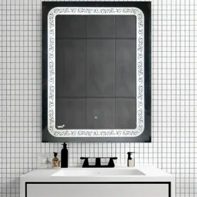 BGH 18x24 Inch LED Mirror | Modern Design for Bathroom, Makeup Room & Wash Basin | Stylish Vanity Mirror for Home Decor (1 Year Brand Warranty)-White
