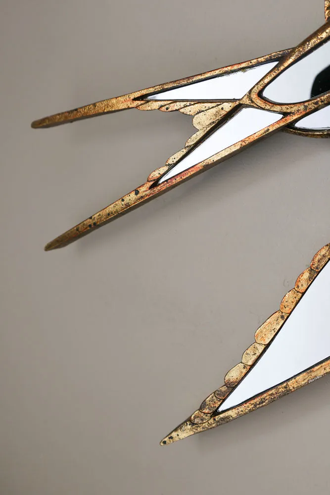Brass & Mirror Swallow Wall Decoration