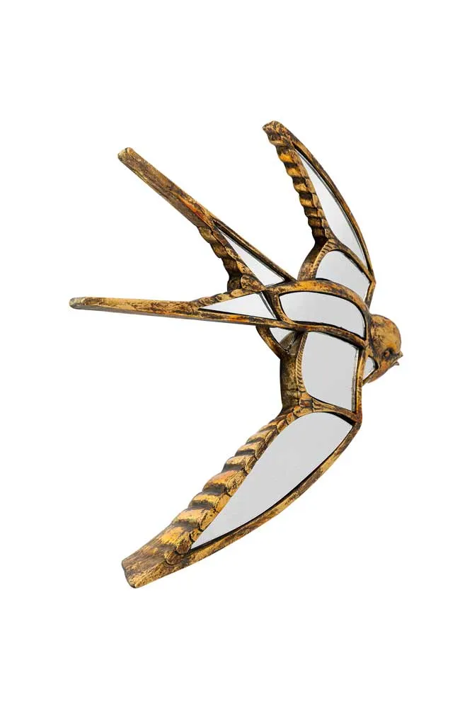 Brass & Mirror Swallow Wall Decoration