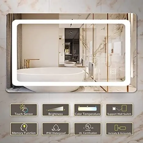 BUNGALOW MERCER Led Bathroom Mirror Vanity Mirror Dimmable Waterproof with 3 Color Temperature for Makeup (36 X 24)