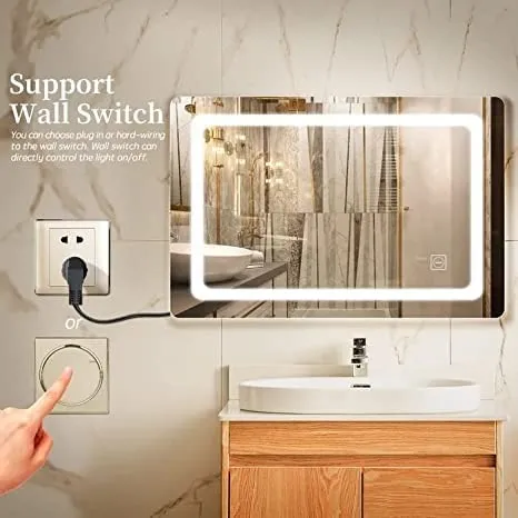 BUNGALOW MERCER Led Bathroom Mirror Vanity Mirror Dimmable Waterproof with 3 Color Temperature for Makeup (36 X 24)