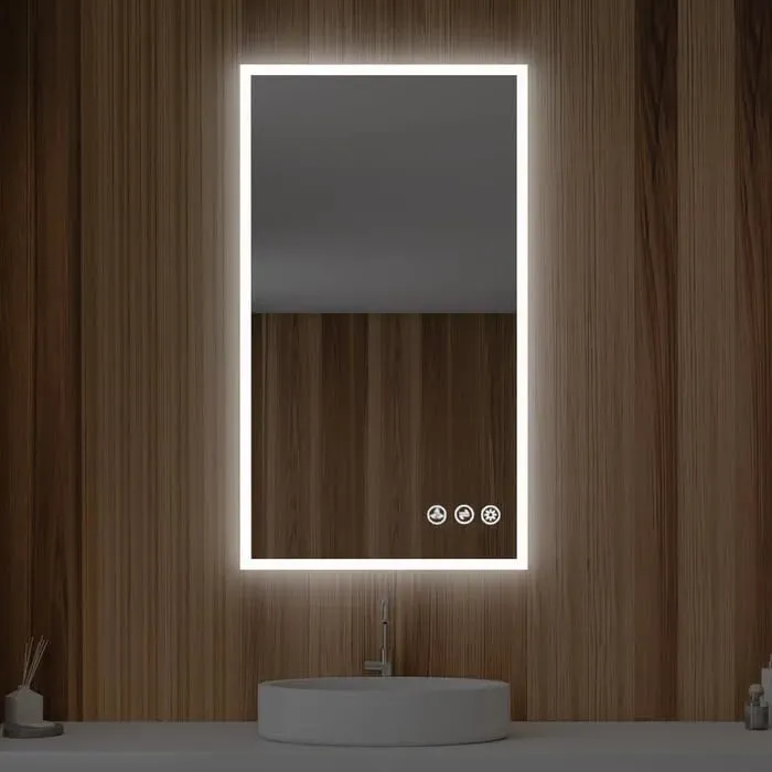 Bungalow Mercer LED Mirror Glass Bathroom Wall - Full Length Home Decor Light Mirror for Bedroom, Living Room, Dressing Room, Hall, Wash Basin, Makeup Room (24x36) Inches.