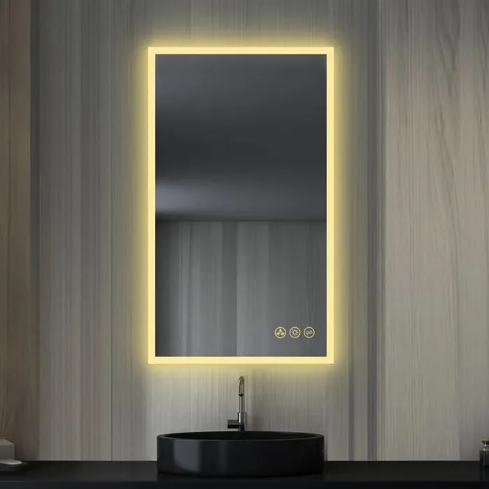 Bungalow Mercer LED Mirror Glass Bathroom Wall - Full Length Home Decor Light Mirror for Bedroom, Living Room, Dressing Room, Hall, Wash Basin, Makeup Room (24x36) Inches.