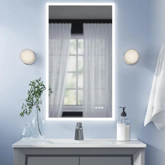 Bungalow Mercer LED Mirror Glass Bathroom Wall - Full Length Home Decor Light Mirror for Bedroom, Living Room, Dressing Room, Hall, Wash Basin, Makeup Room (24x36) Inches.