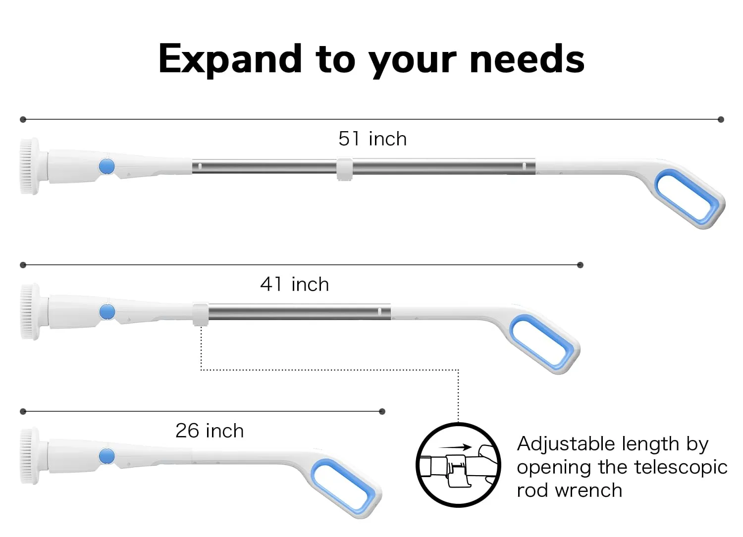 CAKILA Electric Spin Scrubber,Cordless Shower Cleaning Brush with 7 Replaceable Heads,Detachable Long Handle for Bathroom, Floor, Tile, Kitchen,Ideal Gift for Elders