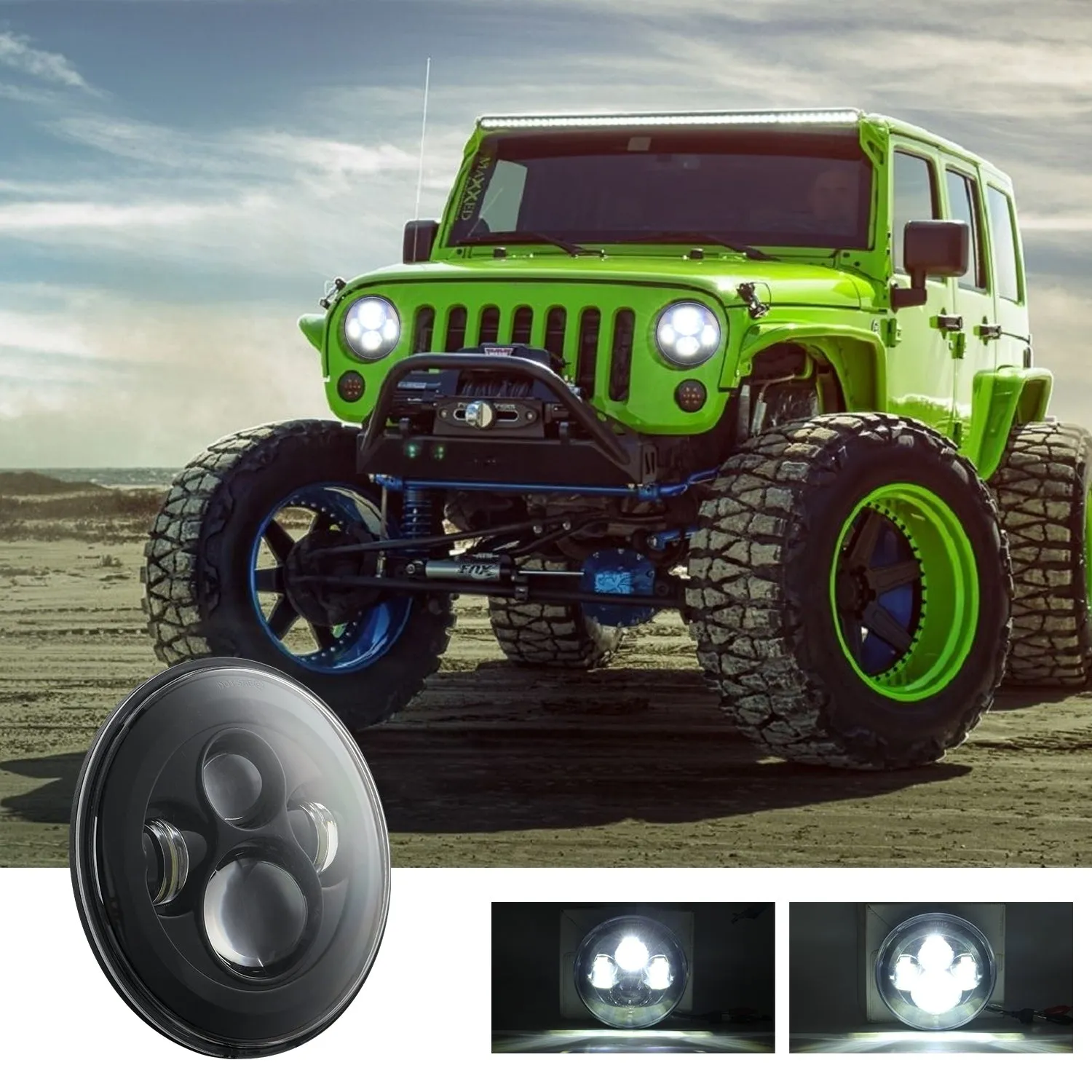 Car headlamp 7 Inch 200W Round LED abs Headlights IP67 20000LM