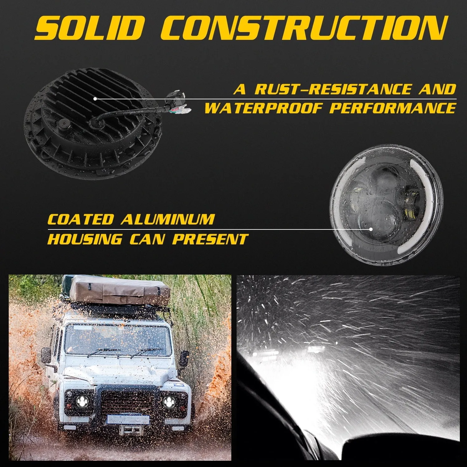 Car Headlights 7 Inch LED Headlights Halo Angle Eye 200W For Jeep