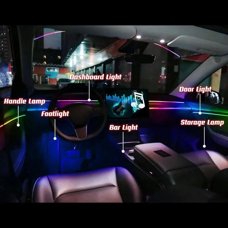 Car Interior Ambient Lights 64-Color RGB LED Strips with App Control