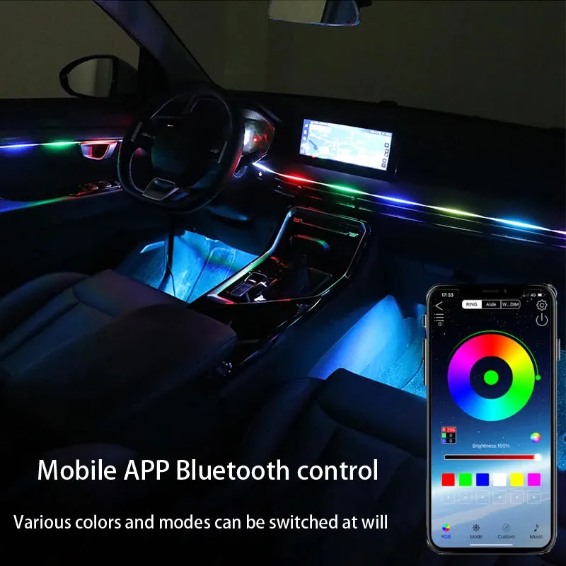 Car Interior Ambient Lights 64-Color RGB LED Strips with App Control