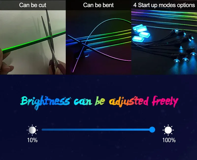 Car Interior Ambient Lights 64-Color RGB LED Strips with App Control