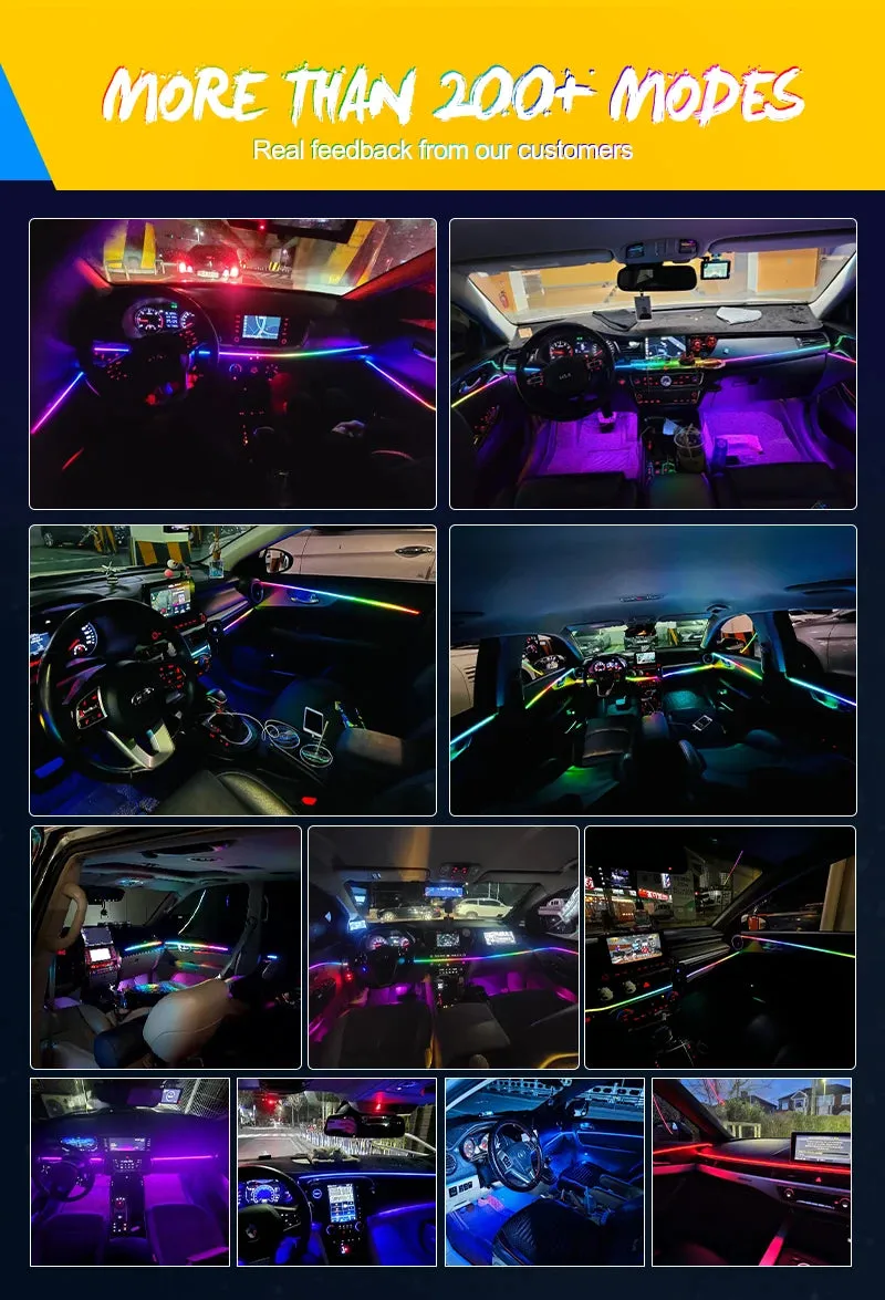 Car Interior Ambient Lights 64-Color RGB LED Strips with App Control