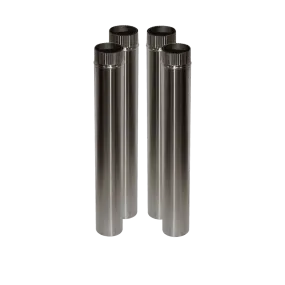 CB-3024-SS-4 Four 3" Stainless Steel Double Wall Flue Pipes, 24" Long