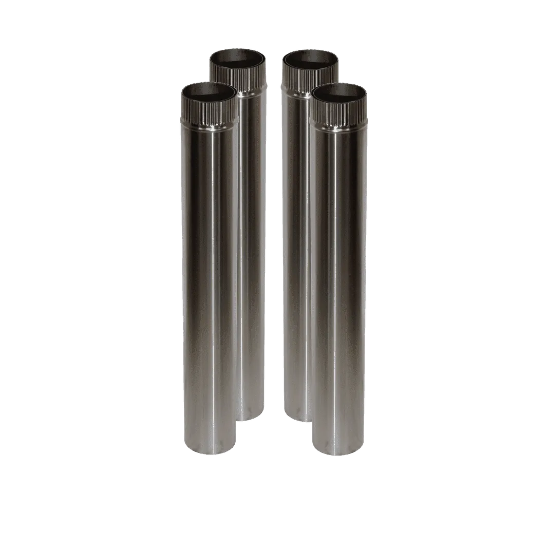 CB-3024-SS-4 Four 3" Stainless Steel Double Wall Flue Pipes, 24" Long