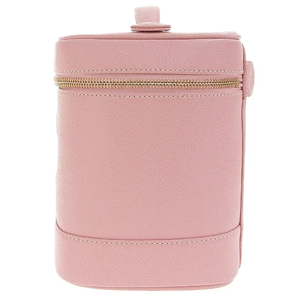 CHANEL Around 2004 Made Caviar Skin Cc Mark Stitch Vanity Soft Pink