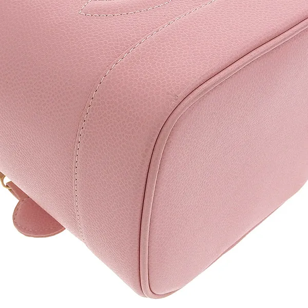 CHANEL Around 2004 Made Caviar Skin Cc Mark Stitch Vanity Soft Pink