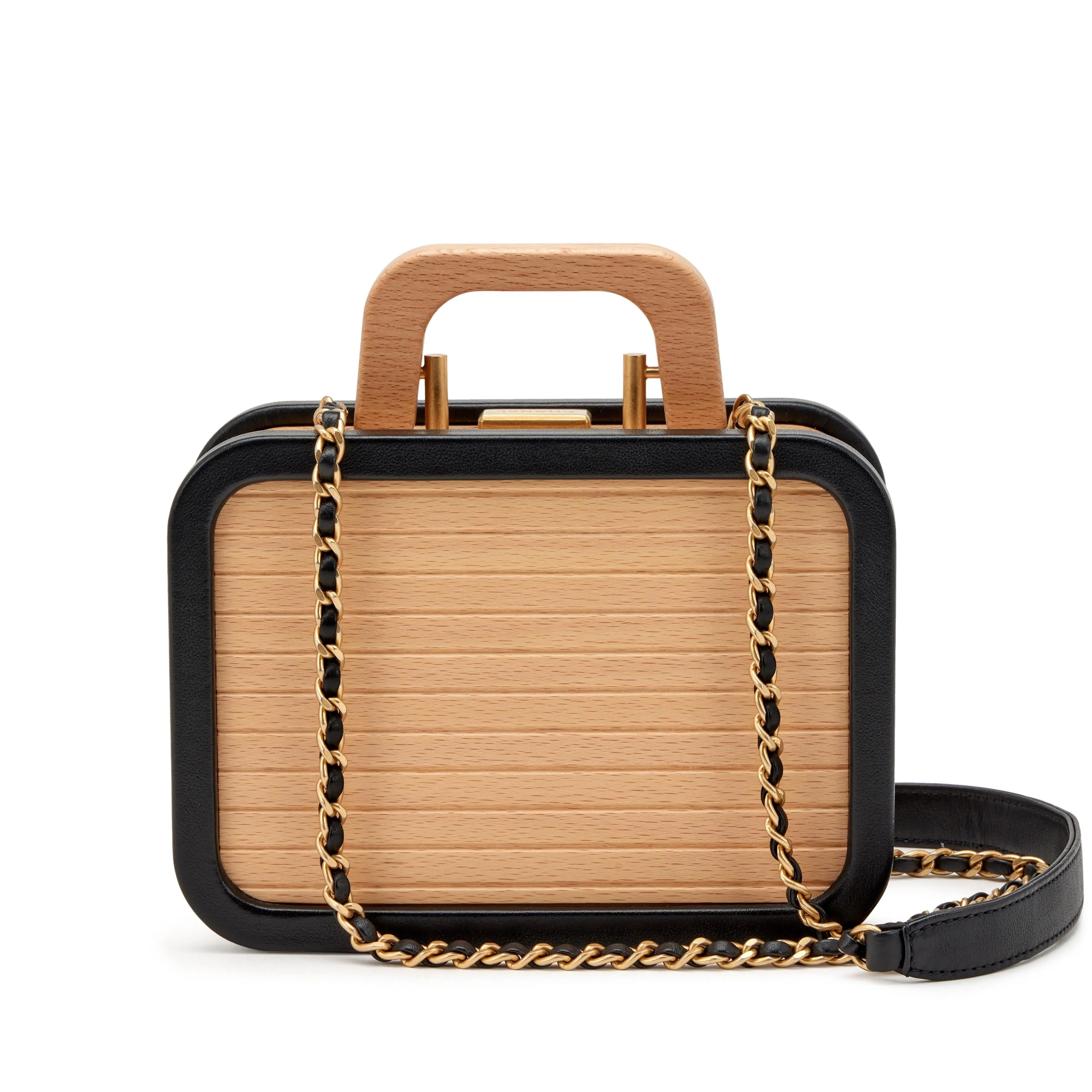 CHANEL BEECH WOOD & LAMBSKIN CC VANITY CASE BAG