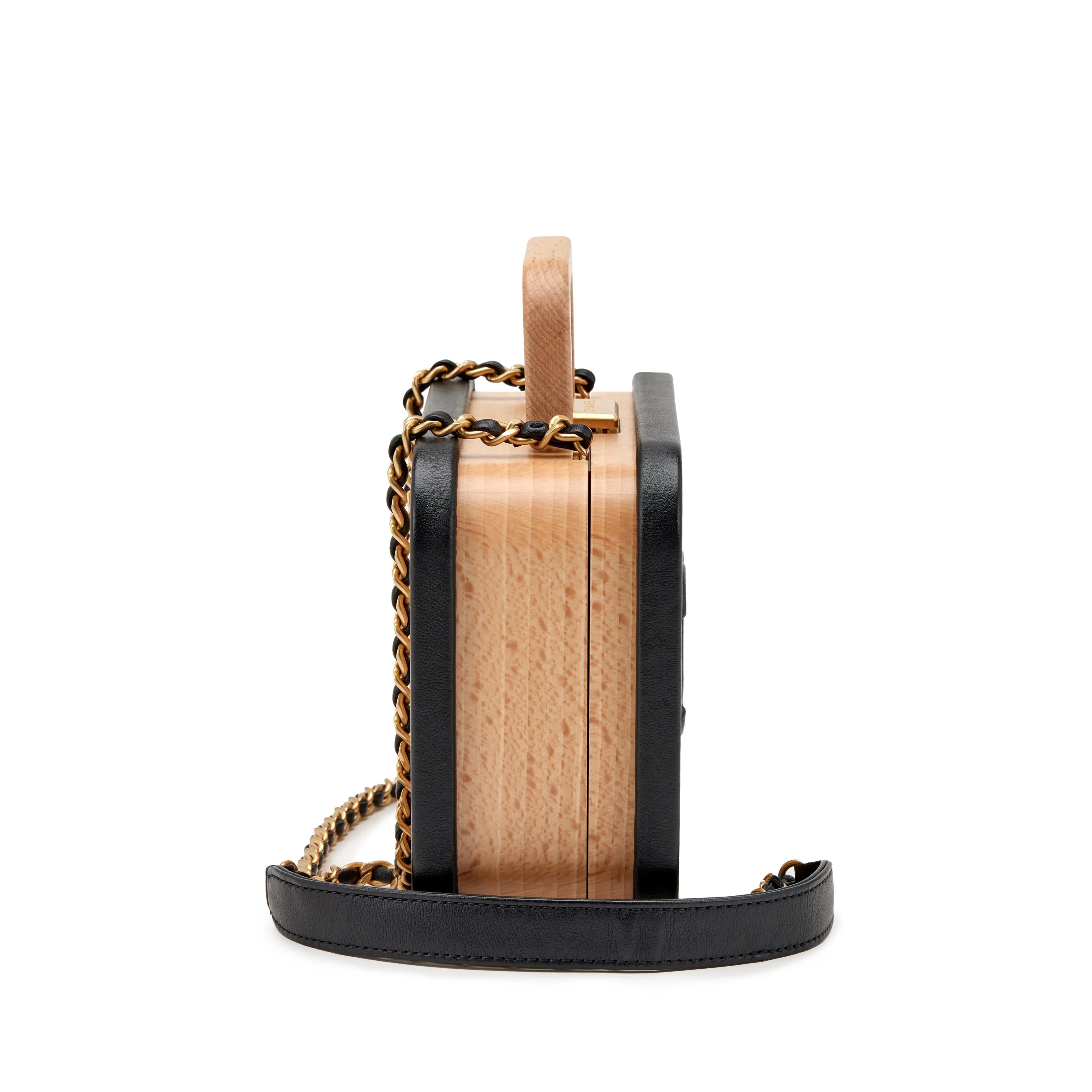 CHANEL BEECH WOOD & LAMBSKIN CC VANITY CASE BAG