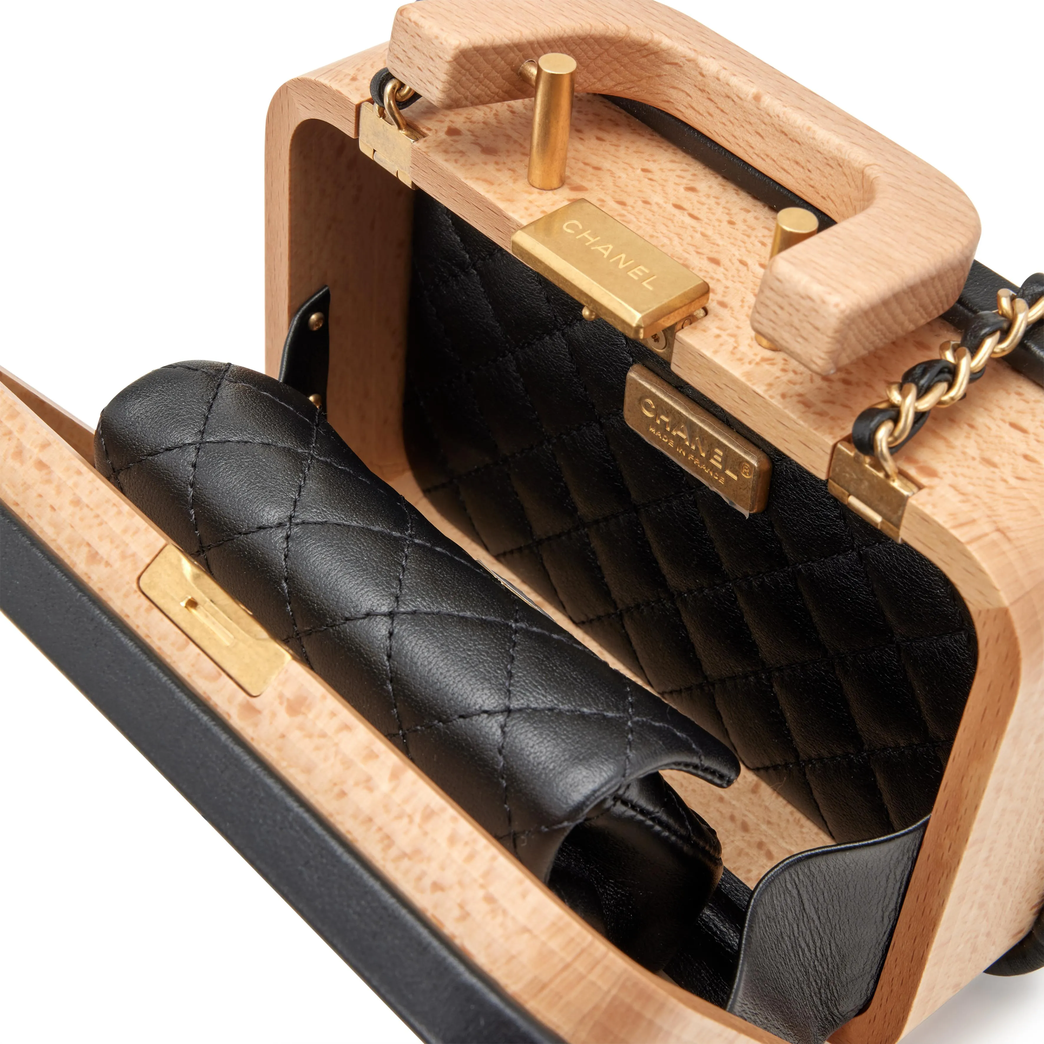 CHANEL BEECH WOOD & LAMBSKIN CC VANITY CASE BAG
