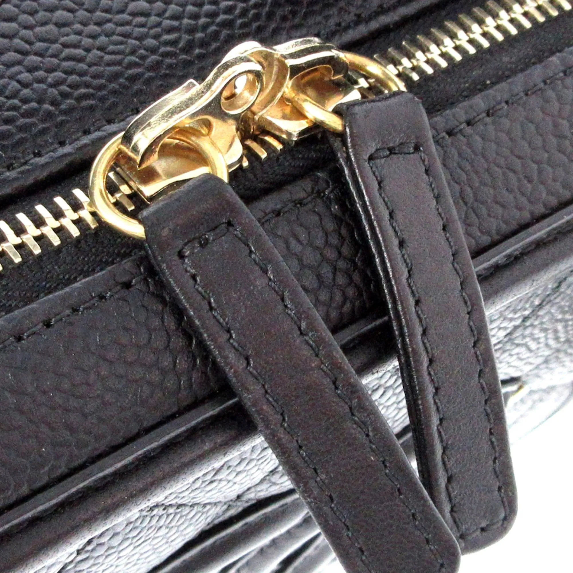 Chanel CC Filigree Vanity Case Black Caviar gold