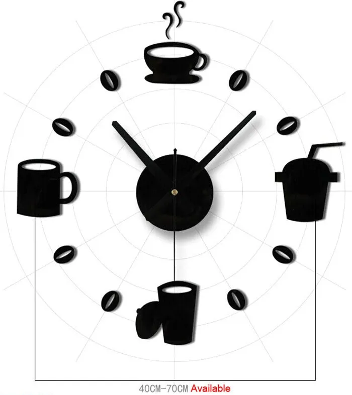 Coffee Cups Mirror Clock