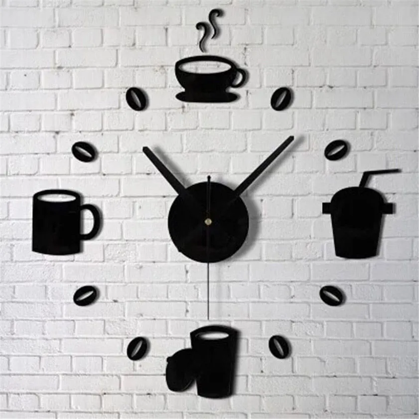 Coffee Cups Mirror Clock