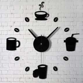 Coffee Cups Mirror Clock