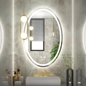 COMTO Modern Oval Mirror for Wall, Bathroom Vanity Mirror, Color Temperature Adjustable, Wall-Mounted Mirror, Anti-Fog Dimmable Lights Makeup Mirror | 24 x 30 Inch