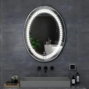 COMTO Modern Oval Mirror for Wall, Bathroom Vanity Mirror, Color Temperature Adjustable, Wall-Mounted Mirror, Dimmable Lights Makeup Mirror | 24X30 Inch.