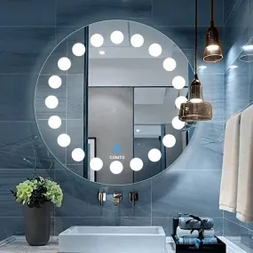 COMTO Moon Gleam Illuminated Round LED Mirror, Dimmable, 3-Color Lighting, Wall Mounted Vanity Mirror 30X30IN