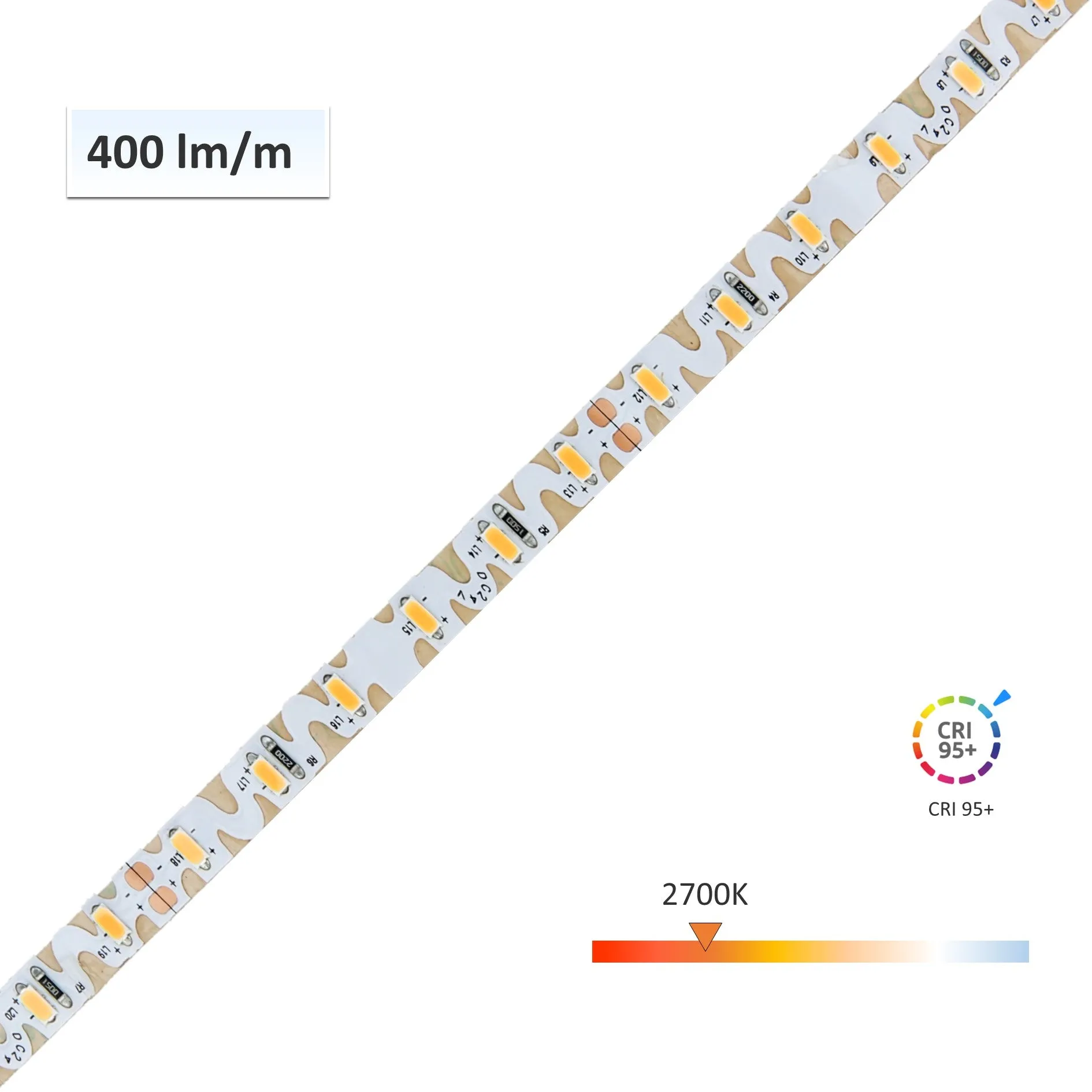 CRI-MAX™ CRI 95  Zig Zag S Shape LED Flexible Strip 2700K - 60 LEDs/m - 5m/Reel