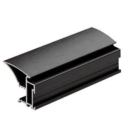 Curve Brushed Black Frame 4 Door Grey Wood Mirror Sliding Wardrobe Kit